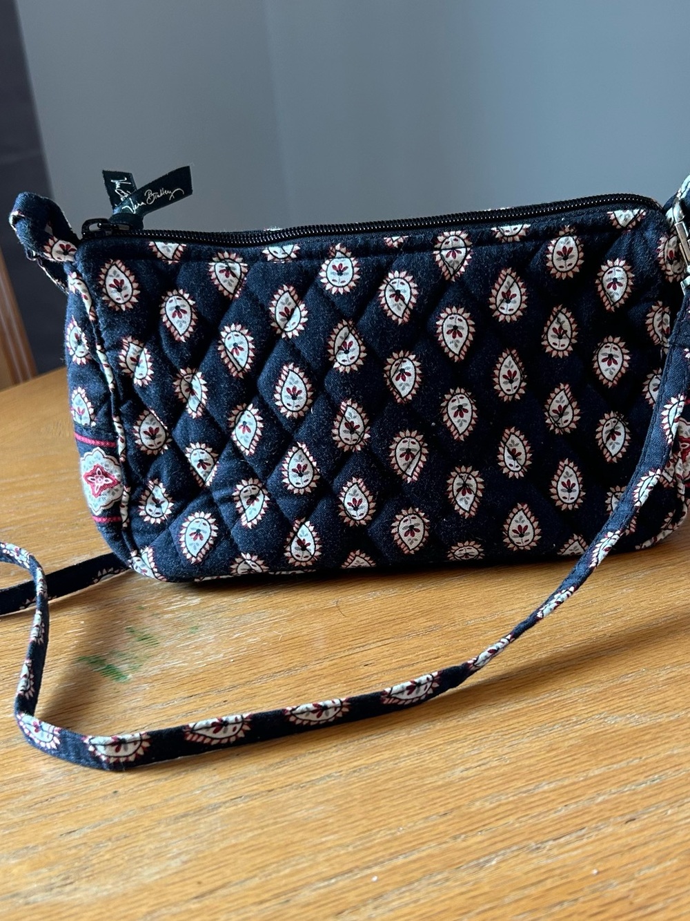 Vintage Vera Bradley Shoulder Purse Bag in "Classic Black" Paisley